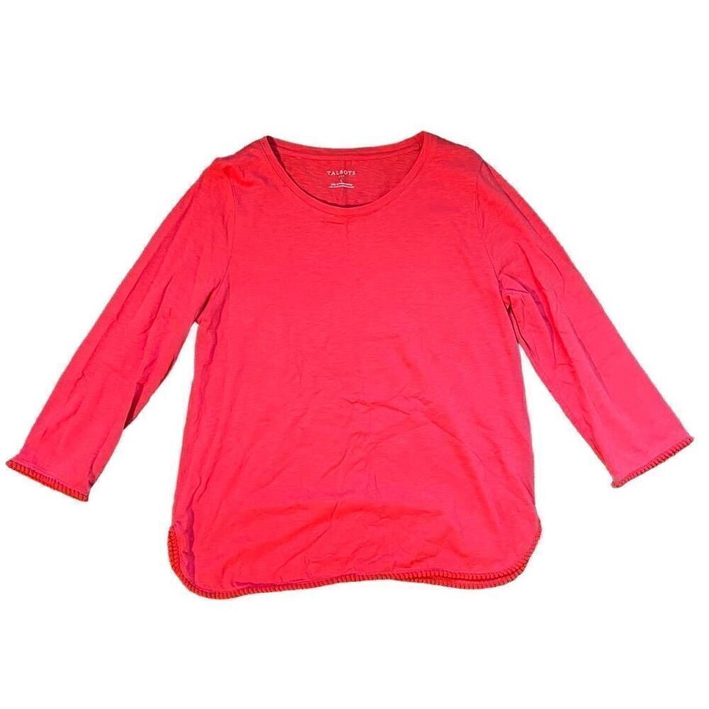 Talbots Shirt Women's‎ Large Red Long Sleeve Round Neck Pullover Casual Top